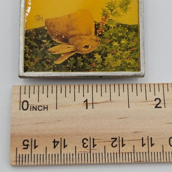 Vtg Bunny Rabbit Brooch Pin Nature Signed Marjoelin Bastin Rustic Charm Whimsy - Picture 10 of 10
